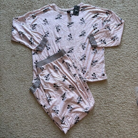 Disney 2 Piece Cozy Pajama Set Lounge Pants Mickey Minnie Pink Ladies 2XL‎ NWT - Picture 2 of 9